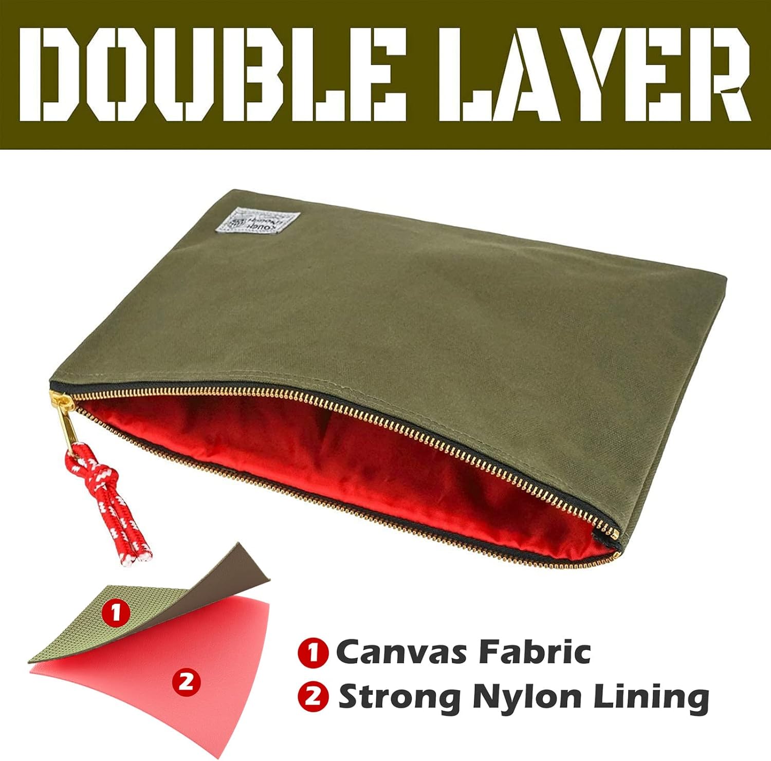 Rough Enough Important Document Organizer Safe File Folder Bag Holder Letter Size with Zipper for Office School College Teacher Art Supplies Canvas - Image 3