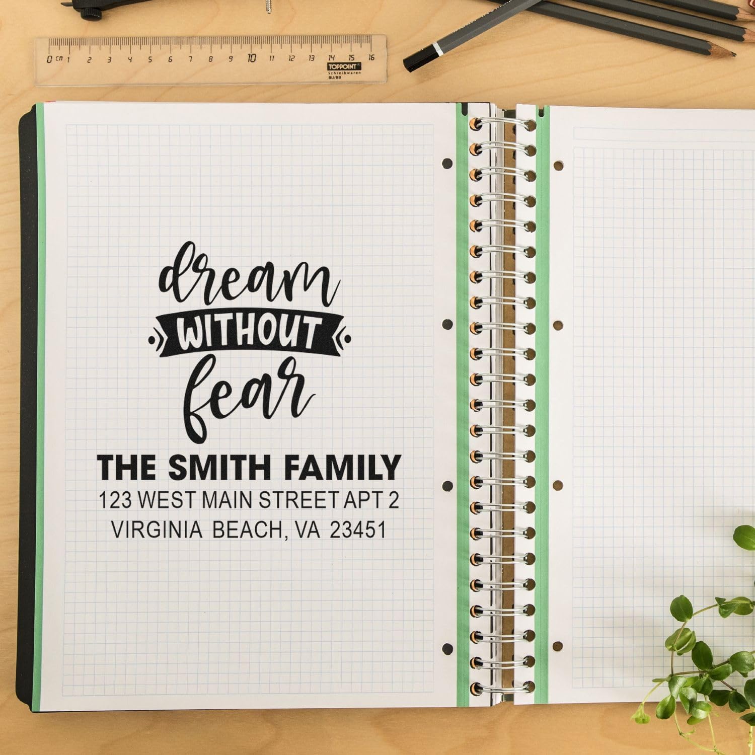 Fearless Dreaming Hand-Lettered Rubber Stamp 1-5/8 Square Wood Handle for Card Making, Scrapbooking, DIY Crafts