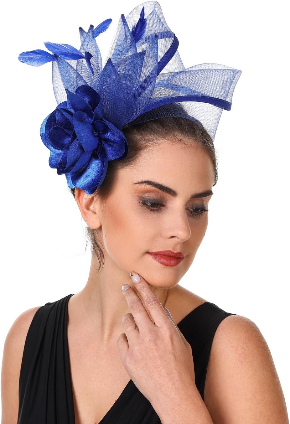 SAFERIN Fascinators Hat Flower Mesh Ribbons Feathers on a Headband and a Clip Tea Party Headwear for Girls and Women - Image 2