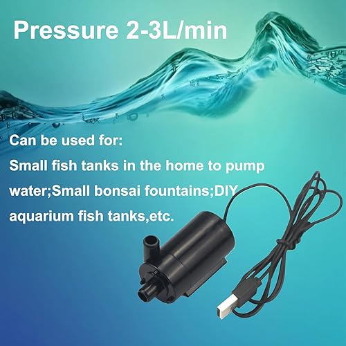 Miniatura 5 de Mini bomba de agua micro sumergible USB de 3 a 5 V CC, pequeña bomba de acuario para pecera, acuarios, fuente de estanque, jardín hidropónico (negro)