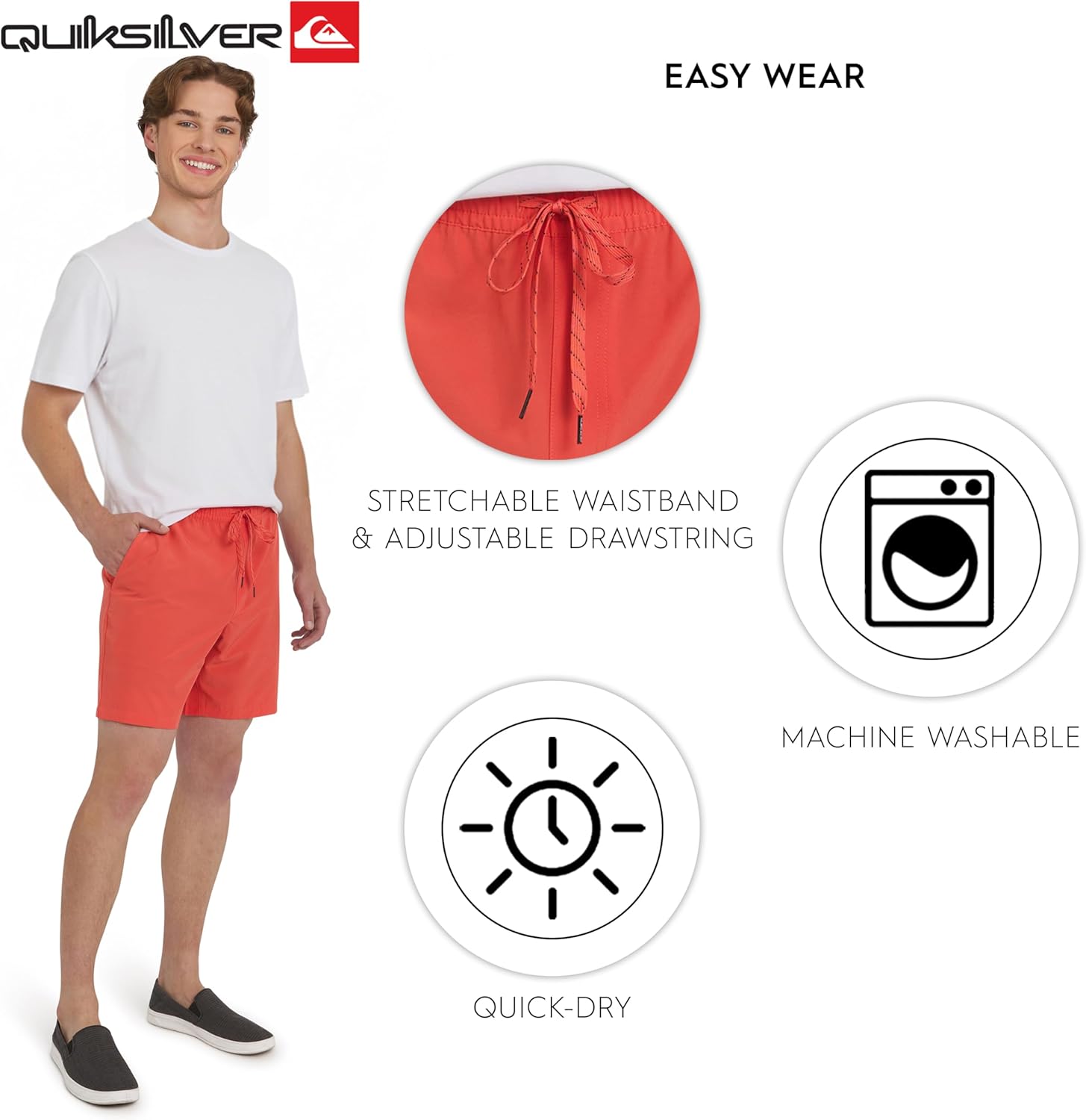 Quiksilver Men's Regular Fit Stretch Waist Water Friendly Active Hybrid Shorts (S-XXL) - Image 5