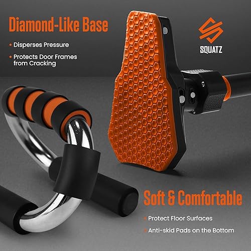 Miniatura 5 de SQUATZ Barra de dominadas de puerta y barras de empuje en forma de S, asas de flexión para piso, marco de puerta, barra colgante ajustable, equipo