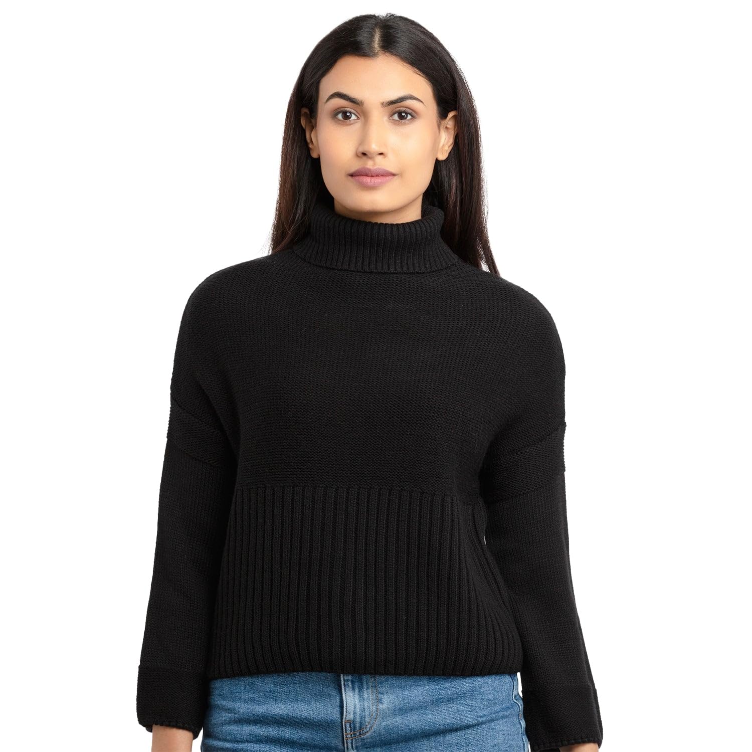 Womens Solid Turtle Neck Sweater
