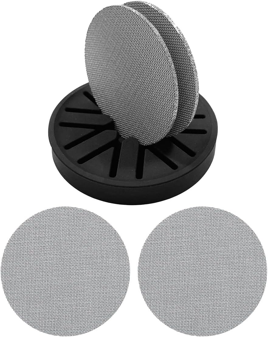 2 Pack 53.5 mm Puck Screen with Stand Stainless Steel Reusable Strainer Barista Coffee Filter Mesh Plate Compatible with Espresso 54 mm Portafilter Basket