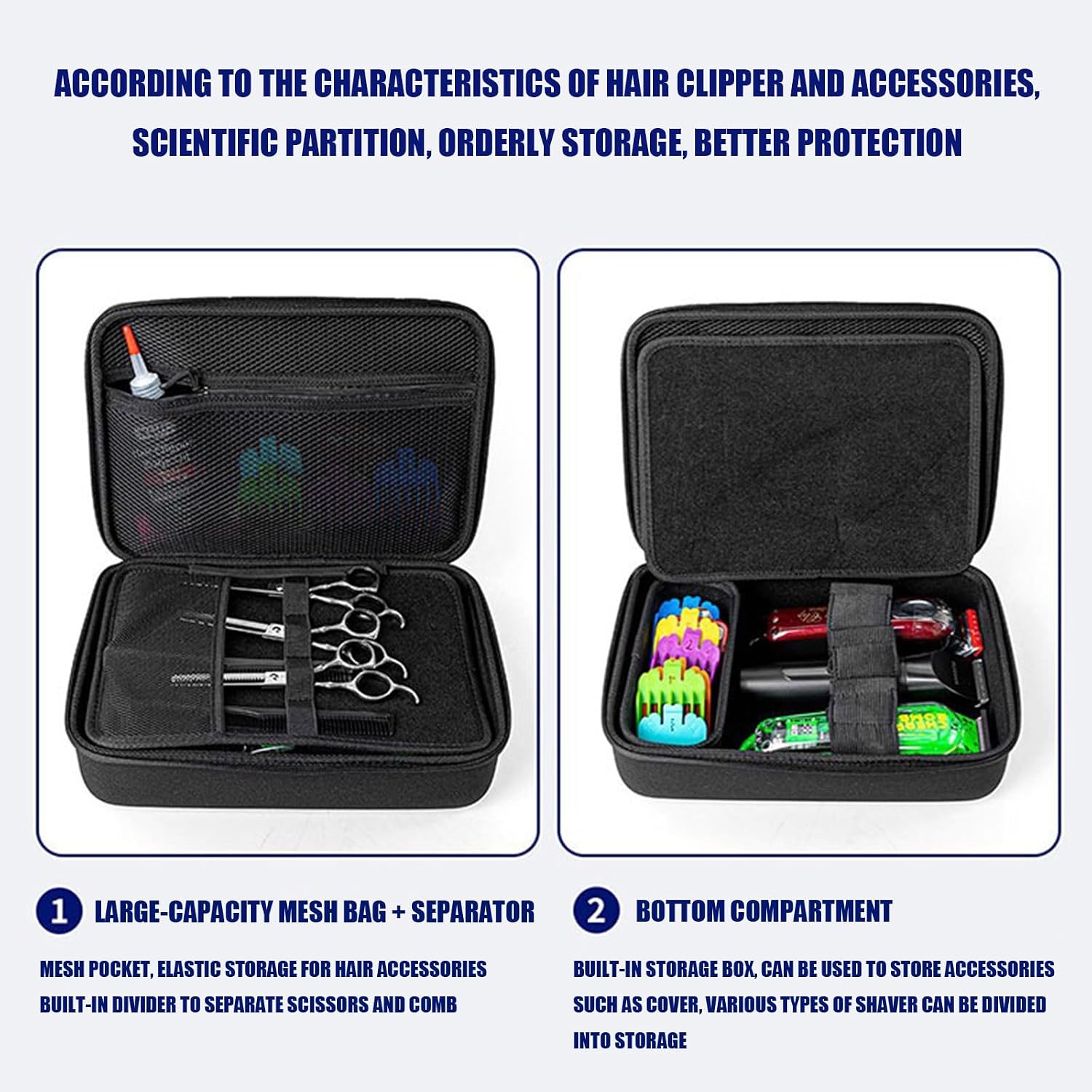 Hard Shell Storage Bag for Clippers with Dedicated Slots