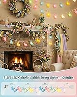 Vista 2 de SUNSGNE Luces de Cadena Lindas de Conejo de Pascua, 2.6m Luces de Hadas de Conejo de Pascua con 10 Luces de Conejo Multicolor para Decoración