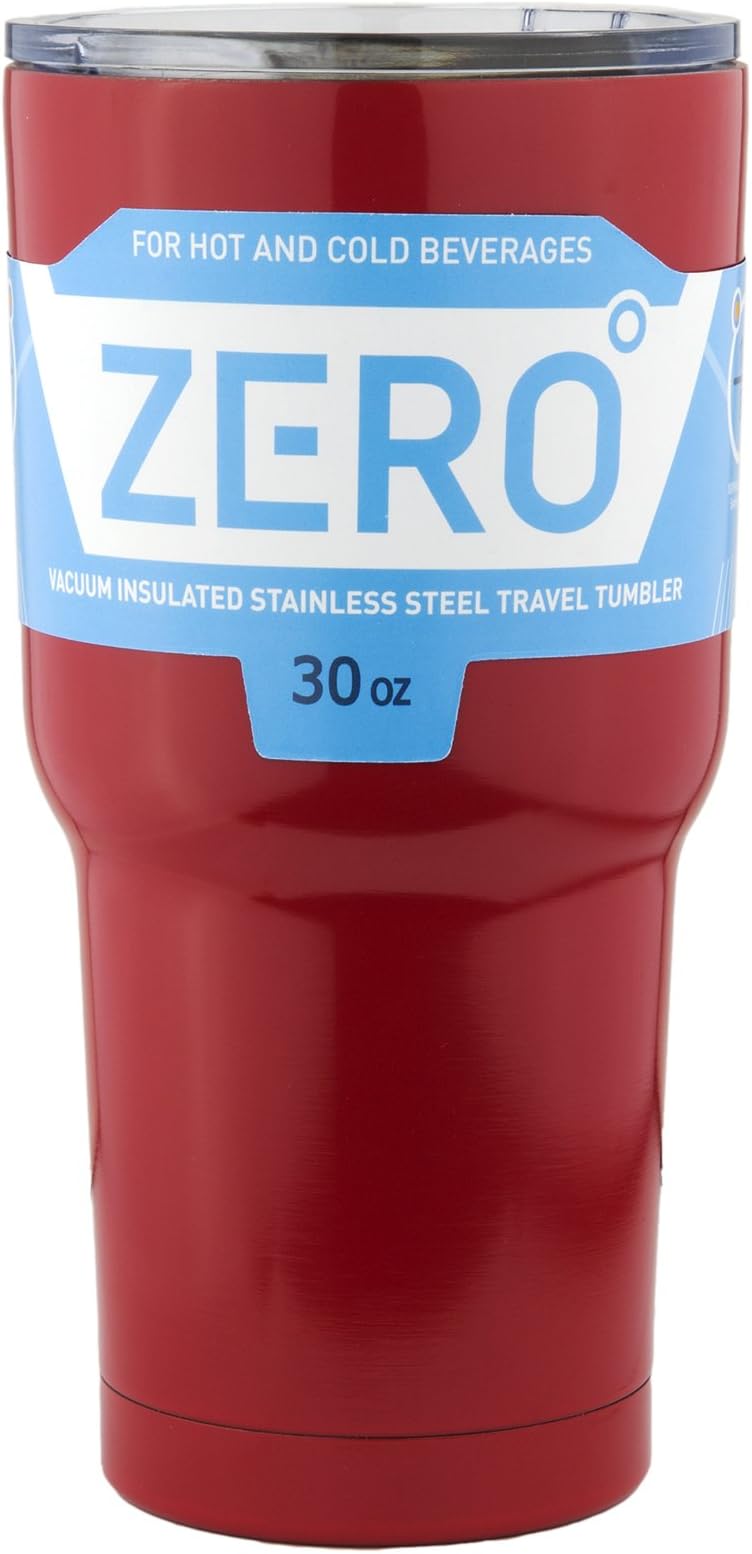 Zero Degree Stainless Steel Tumbler with Lid, Double Vacuum Insulated Travel Mug for Hot and Cold Drink (30oz- Red)