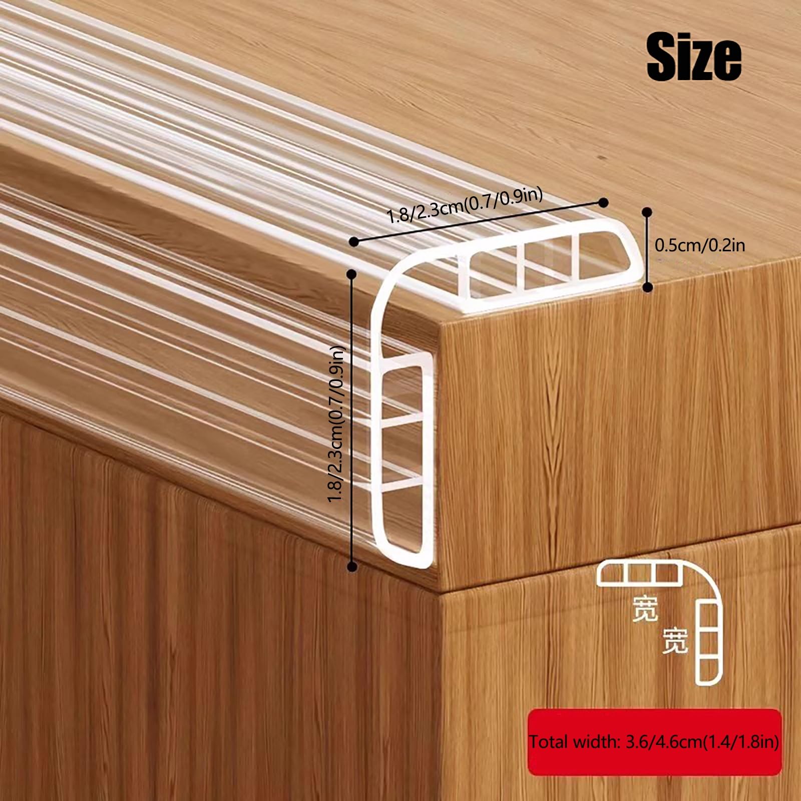 Generisch Klarer Kantenschutzstreifen, vorgeklebter Kantenschutz, Möbeltischeckenschutz for Schränke, Tische, Schubladen, weicher Kantenschutz(4.6x600cm/1.8X 236.2in)