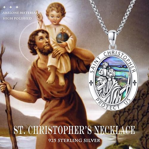 Vista 169 de Collar con colgante de plata de ley 925 con medalla de San Patrón, joyería religiosa para hombres y mujeres, con cadena de acero inoxidable 316L