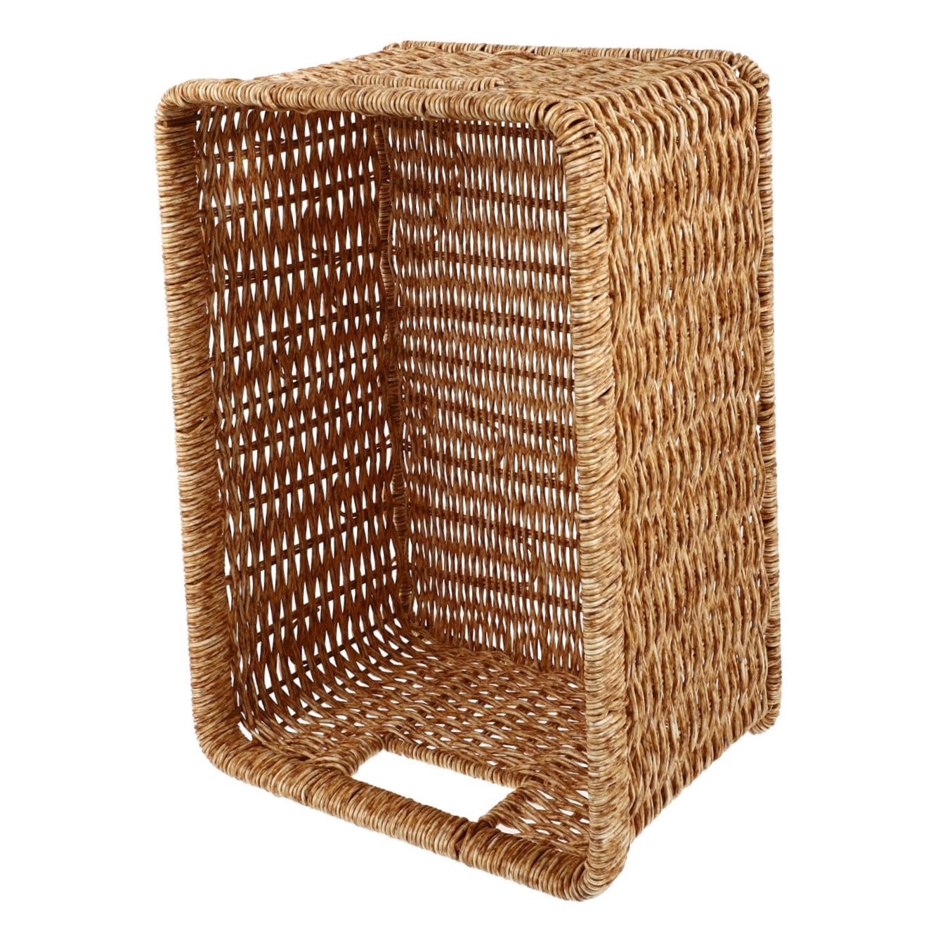 Hemobllo Aufbewahrungskorb Kunststoff Rattanoptik 34cm Hellbraun Rund für Haushalt Bad Büro Vielseitiger Wäschekorb