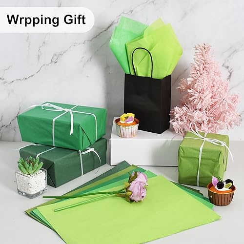 Miniatura 4 de BEISHIDA 100 hojas de papel de seda Green Series a granel, papel de seda de envoltura para bolsas de regalo, papel de regalo de 14 x 20 pulgadas