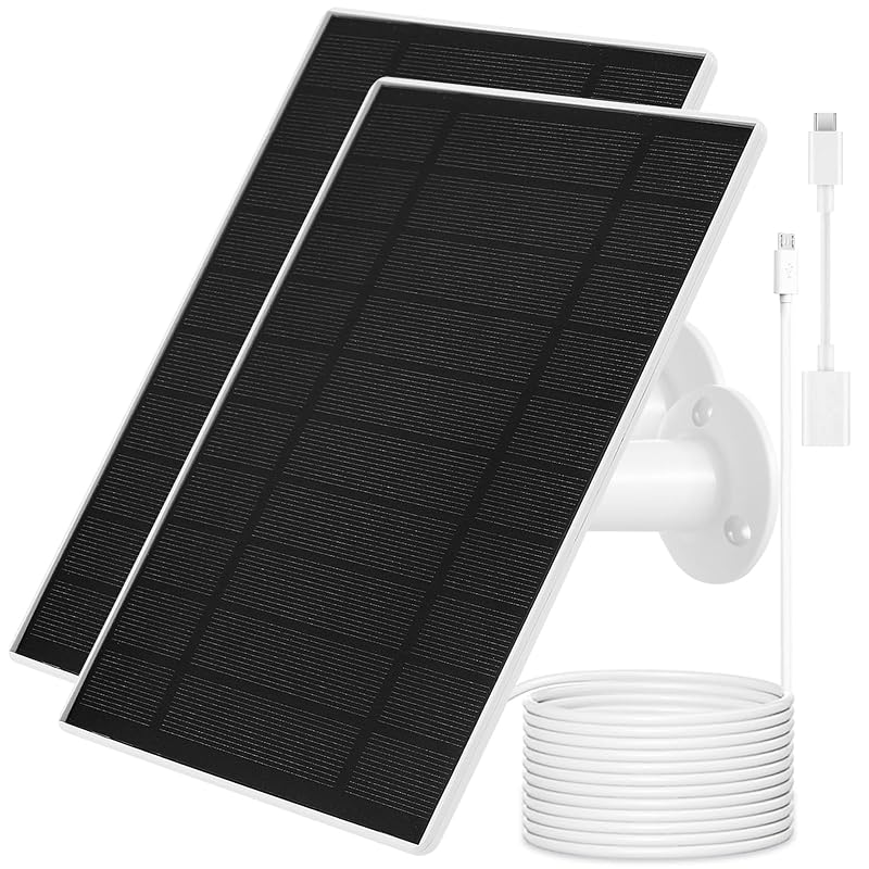 Carregador com Painel Solar para Câmeras Arlo Essential, USB-C e Micro USB, Cabo de 3 m, IP66, 2 unidades