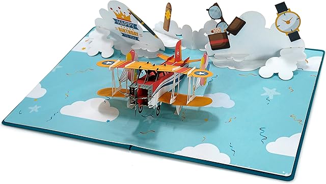 CUTPOPUP Plane Birthday Cards for Men, Happy Birthday Card, 3d Greeting, Birthday Pop Up Card Him Son Brother Husband Nephew (Plane) UK