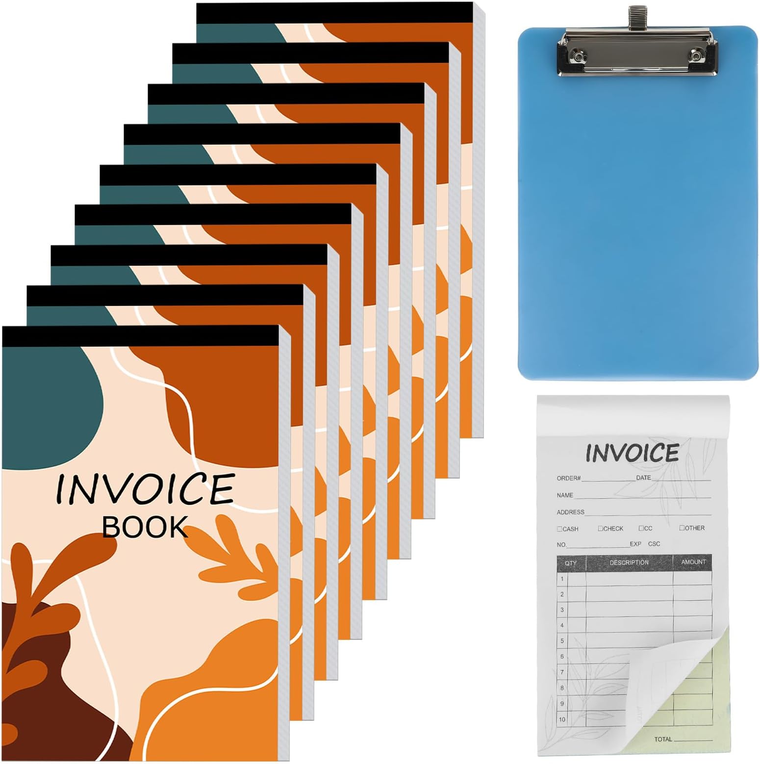 10 Pack Boho Invoice Book for Small Businesses 2 Part Carbonless Sales Invoice Books 50 Sets Per Book Aesthetic and Easy to Use Receipt Pad Business Supplies with Easy Tear-Out 5.5 x 3.3 in