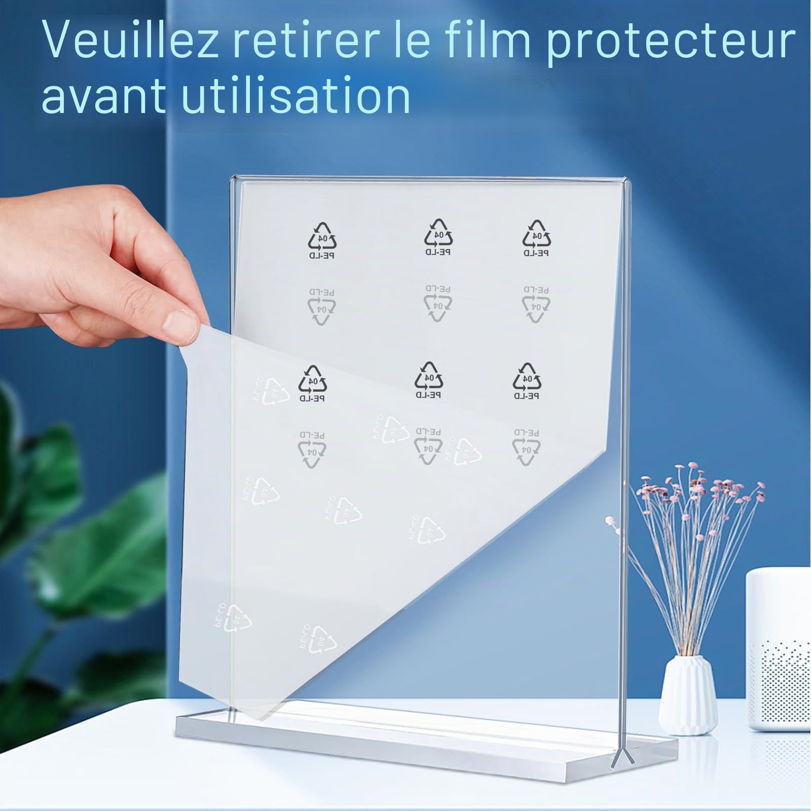 6 pièces porte affiches A4, présentoir A4 en acrylique, support double-face vertical transparent, presentoir a4 de comptoir idéal pour publicité, cadres photo, affichage au bureau ou en magasin