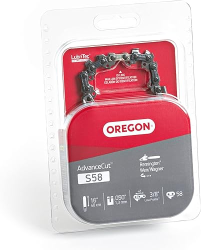 Miniatura 3 de Oregon S58 AdvanceCut Cadena de motosierra de repuesto para barras guía de 16 pulgadas, 58 eslabones de transmisión, paso 38", calibre .050", se