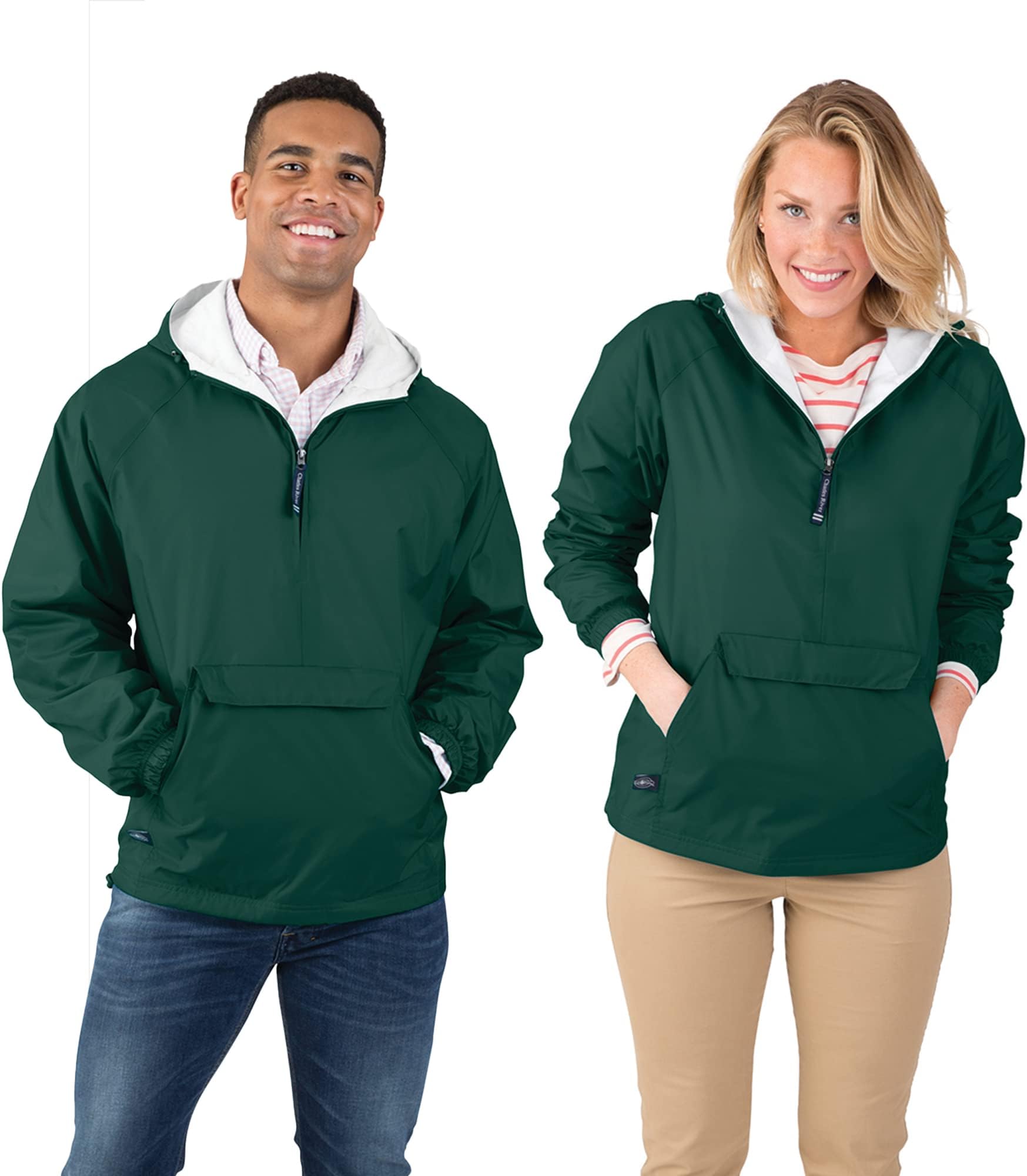 Unisex Classic Striped Pullover, Men's & Women's Water-Resistant Windbreake