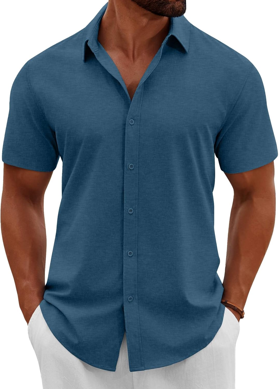 COOFANDY Men's Button Down Shirts Short Sleeve Casual Summer Beach Shirts Vacation Wedding Shirts