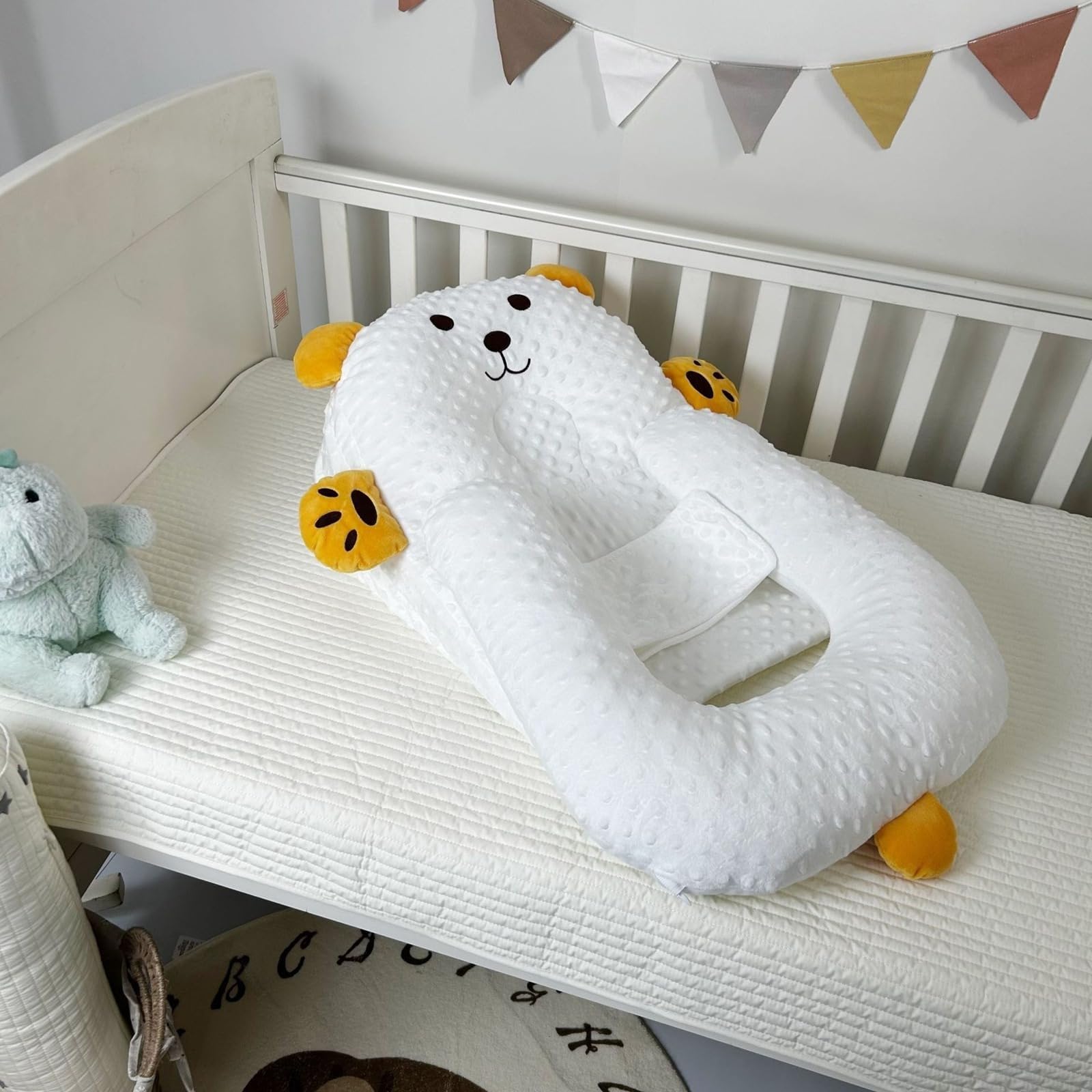Ergonomisches abnehmbares Stillkissen – Anti-Reflux & Spuckschutz für Neugeborene, Unterstützung beim Flaschen-/Brustfüttern, antibakteriell & atmungsaktiv, Komfort für Baby