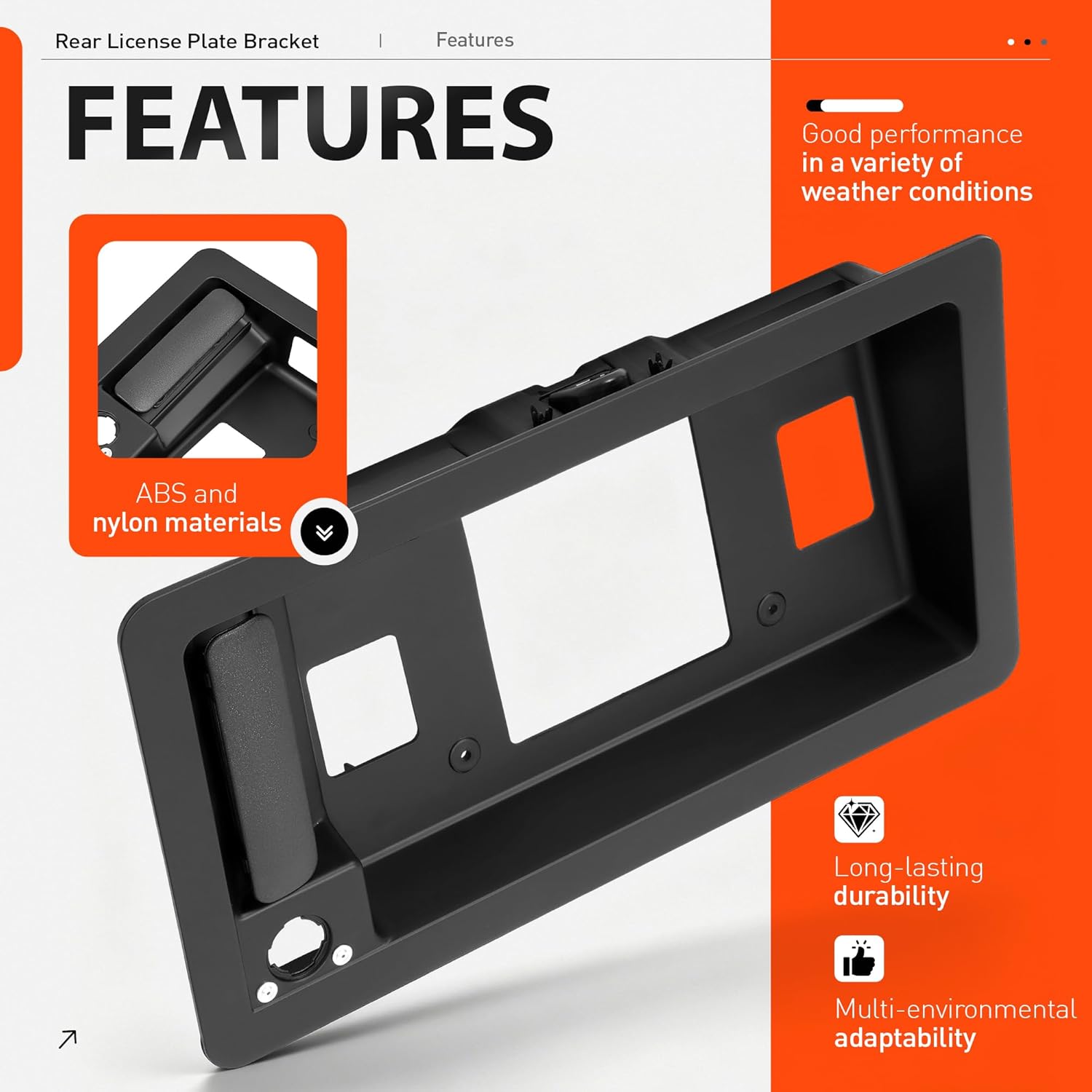 ALMULOO Rear License Plate Bracket with Back Cargo Door Handle Compatible with 1992-2008 E150 E250 E350, License Holder Frame, Replaces FO1820100 and 6C2Z-15434A20-AA, Matte Black