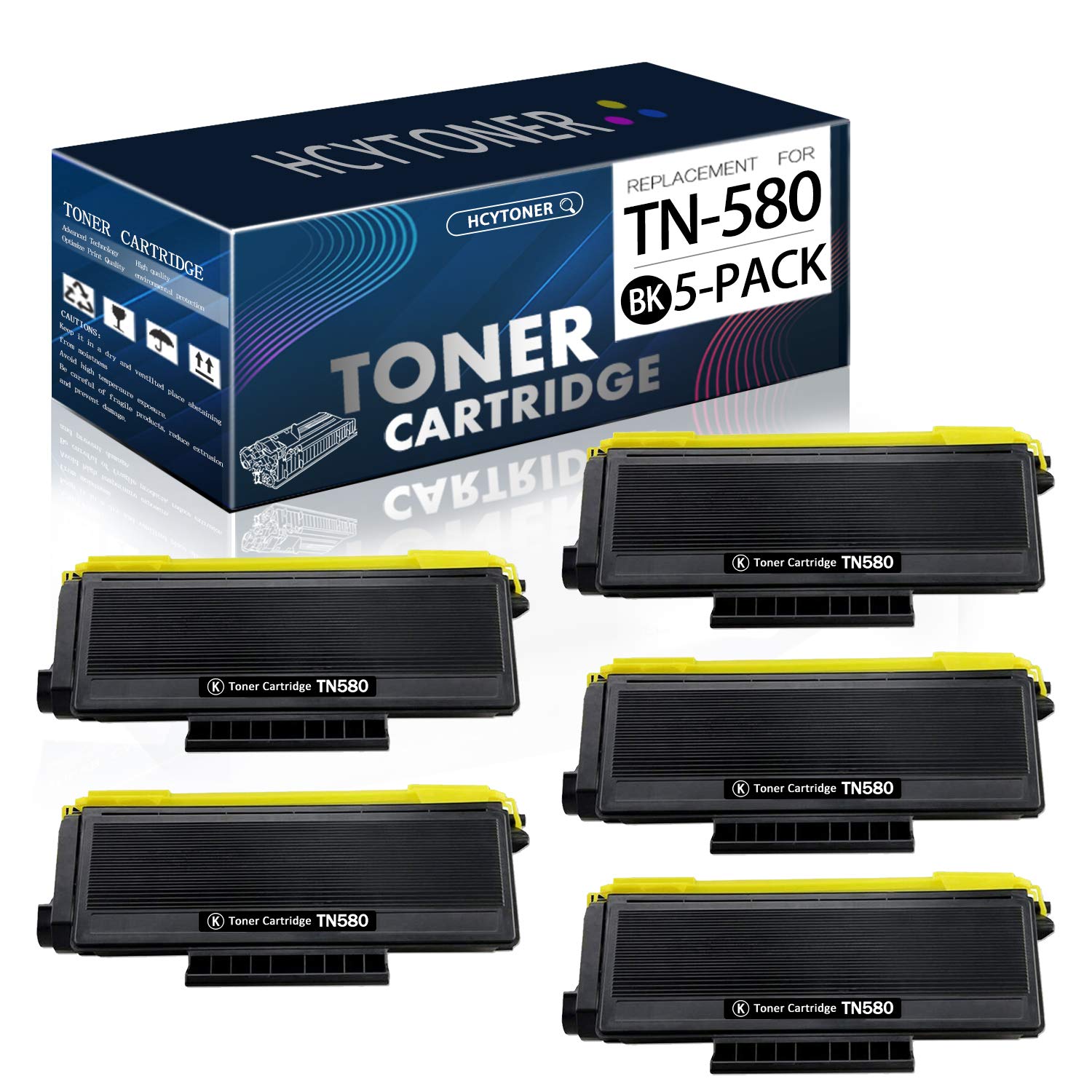 Amazon.com: Paquete de 5 cartuchos de tóner de repuesto TN580 TN-580 para  Brother TN580 compatible con HL-5270DN 5280DW 5350DN/DNLT MFC-8870DW 8880DN  8890DW DCP-8080DN 8085DN : Productos de Oficina