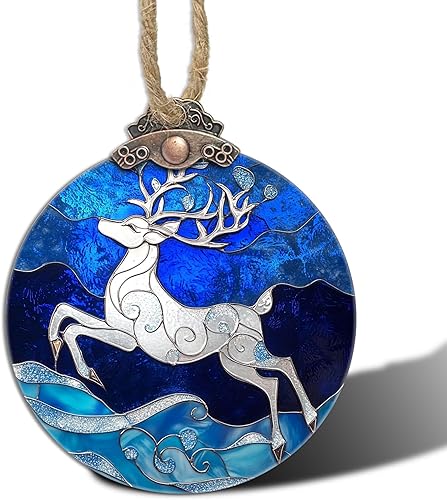 Miniatura 10 de Adornos de Navidad de Vidrio Manchado, Regalo de Campana Dorada Atrapasueños para Ventana, Adornos Colgantes de Árbol de Navidad, Decoración Retro