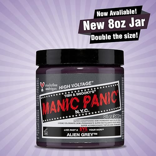 Miniatura 2 de MANIC PANIC Alien - Tinte para el cabello Classic High Voltage semipermanente gris pizarra mediana, vegano, libre de PPD y amoníaco (8 onzas)