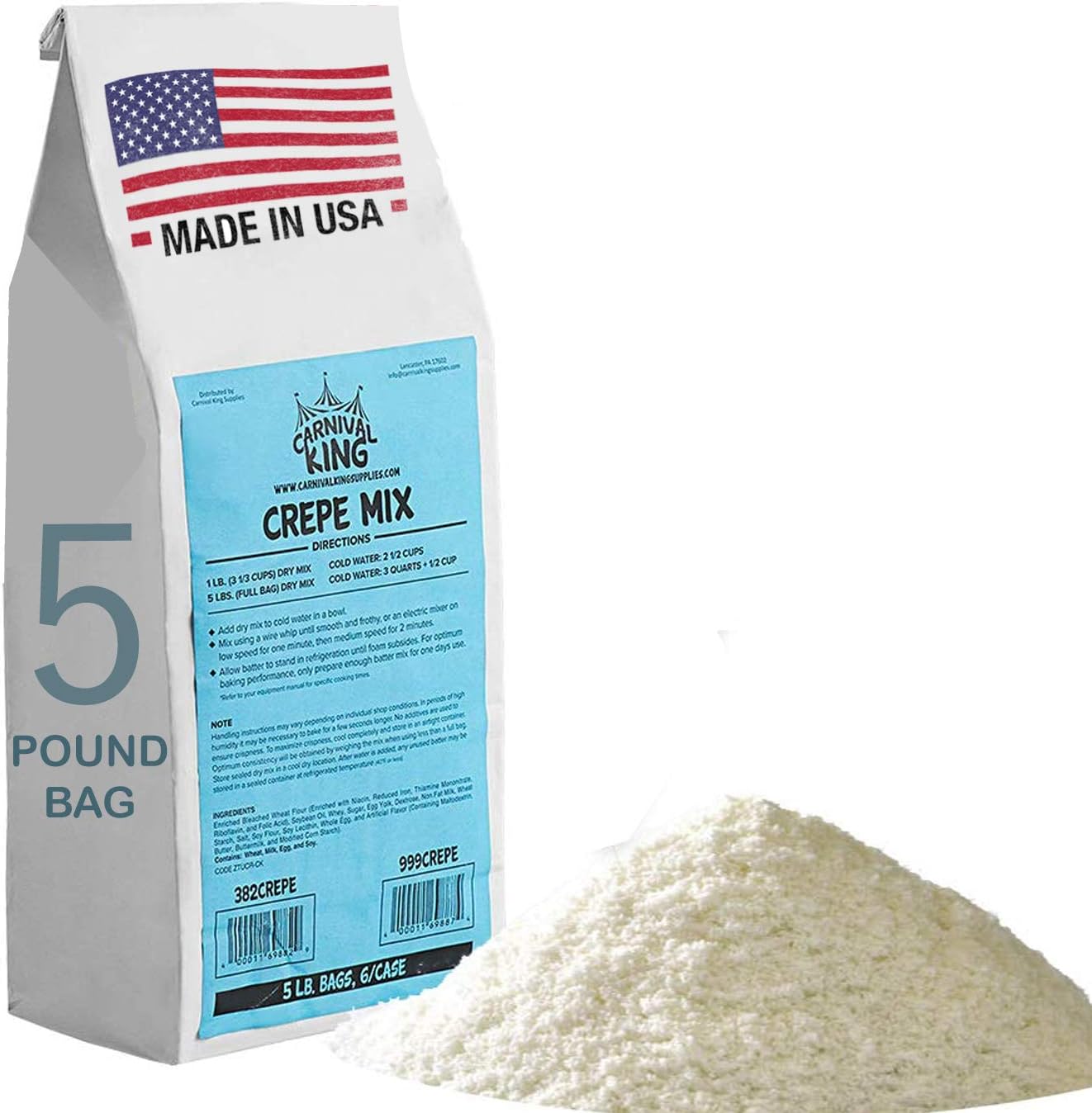 O&A Innovations Crepe Mix Flour - 5 lb Easy Crepe Mix Perfectly balanced sweet and savory crepes Free from Artificial Additives & Colors Great For Cafes, Restaurants, Bakeries and Food trucks