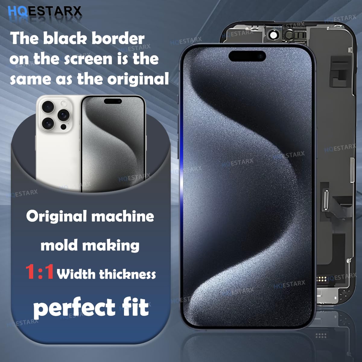 Zamiennik ekranu do iPhone'a 15 PRO MAX. 16,7 cala [miękki OLED] wyświetlacz. 120 Hz 3D dotykowy digitizer montaż dla (A 3105 A3106 A3108 z narzędziami naprawczymi, wodoodporna membrana