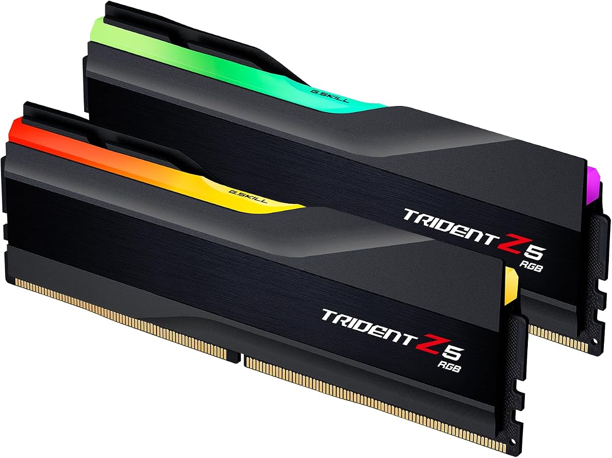 G.SKILL Trident Z5 RGB Series DDR5 RAM (Intel XMP 3.0 & AMD EXPO) 32GB (2x16GB) Hasta 6000MT/s CL36-36-36-96 1.35V Memoria de ordenador de sobremesa U-DIMM - Negro mate (F5-6000J3636F16GA2-TZ5RK)