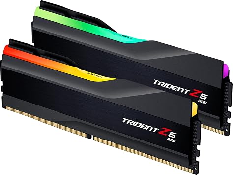 G.SKILL Trident Z5 RGB Series Intel XMP 3.0 DDR5 RAM 48GB 2x 24GB 8000MT/s CL38-48-128 1.35V Desktop Computer Memory U-DIMM - Matte Black F5-8000J3848F24GX2-TZ5RK