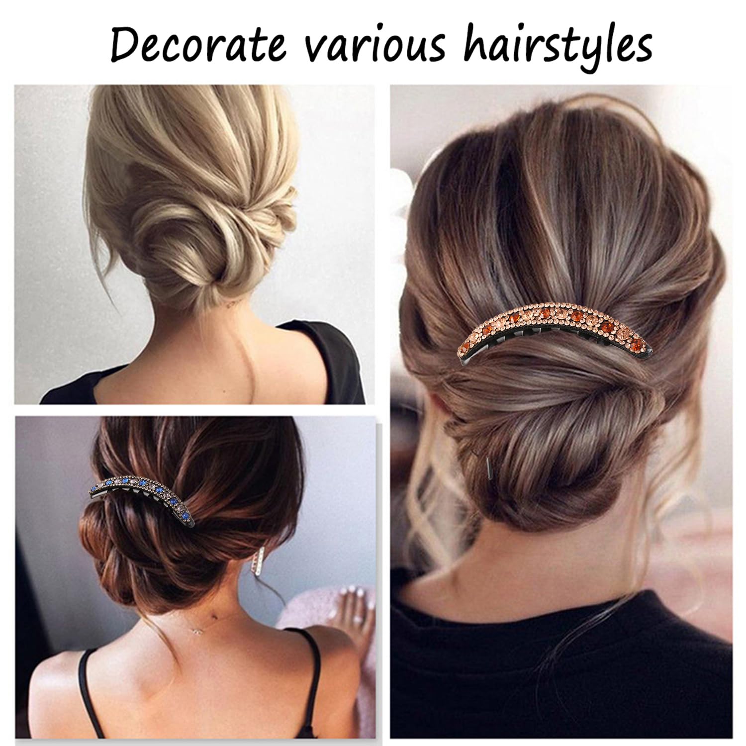 4pcs Pearl Rhinestone Hair Comb, Hair Accessories Tool for Women, Black French Twist Hair Comb Decorated for Prom, Bun Decorative