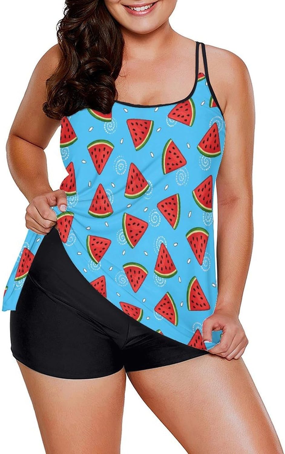 Two Piece Tankini Swimsuits for Women Tummy Control Plus Size Bathing Suits Dolphin Flowy Swim Tops with Boyshorts 5XL
