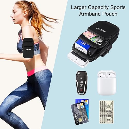 3 bolsillos para teléfono para correr para iPhone 15 14 Pro Max 13 Plus 12 11 XS XR X 8 7 Galaxy S23 bolsa para tarjetas de llaves, resistente al