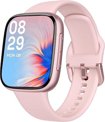 Reloj Inteligente Mujer, Smartwatch con Pantalla AMOLED, Resistente al Agua 3ATM para Natación, Llamadas Entrantes/Salientes, Reloj Deportivo con Ritmo Cardíaco/Sueño/100 Deportes, Rosa