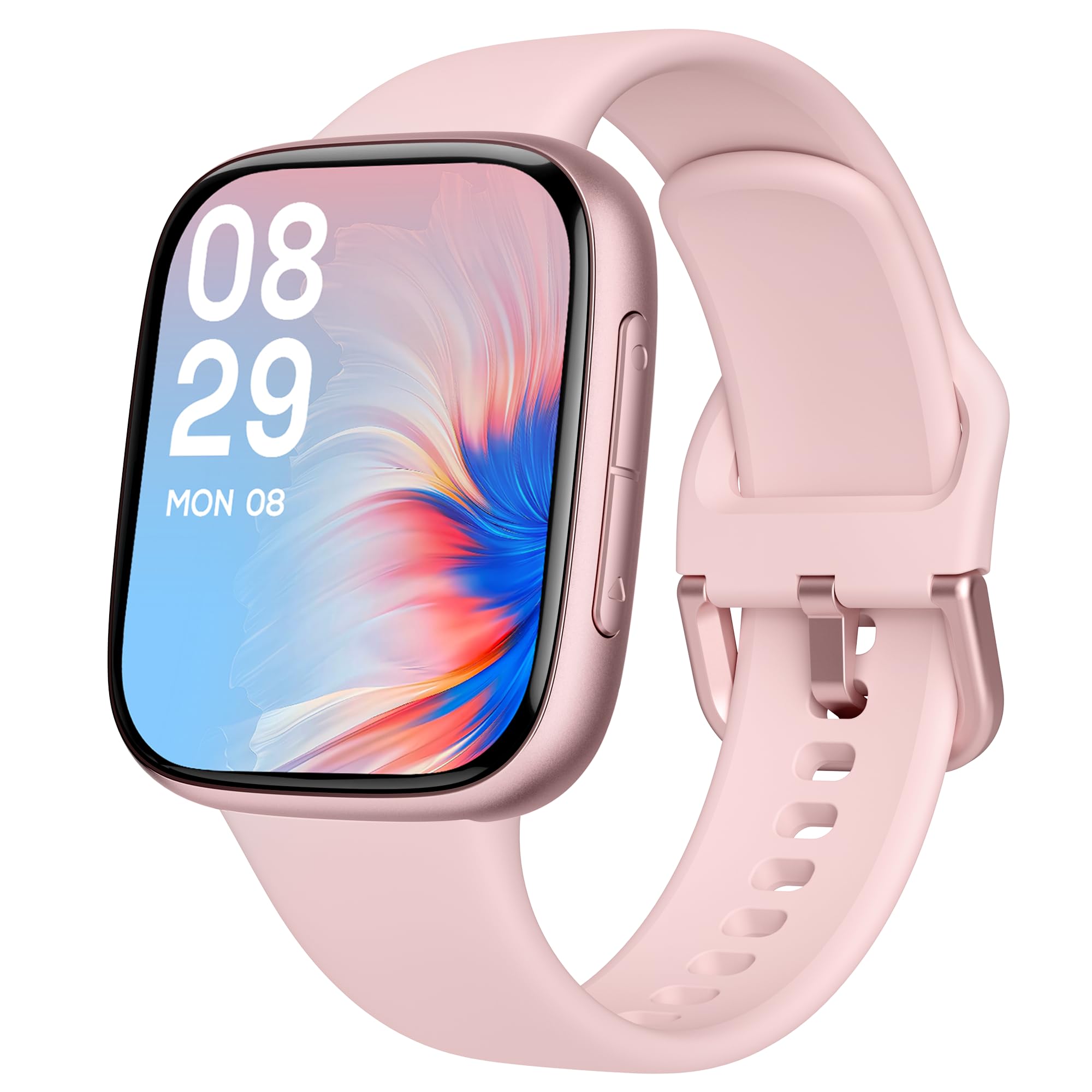 Reloj Inteligente Mujer, Smartwatch con Pantalla AMOLED, Resistente al Agua 3ATM para Natación, Llamadas Entrantes/Salientes, Reloj Deportivo con Ritmo Cardíaco/Sueño/100 Deportes, Rosa Certificado ClimatePartner