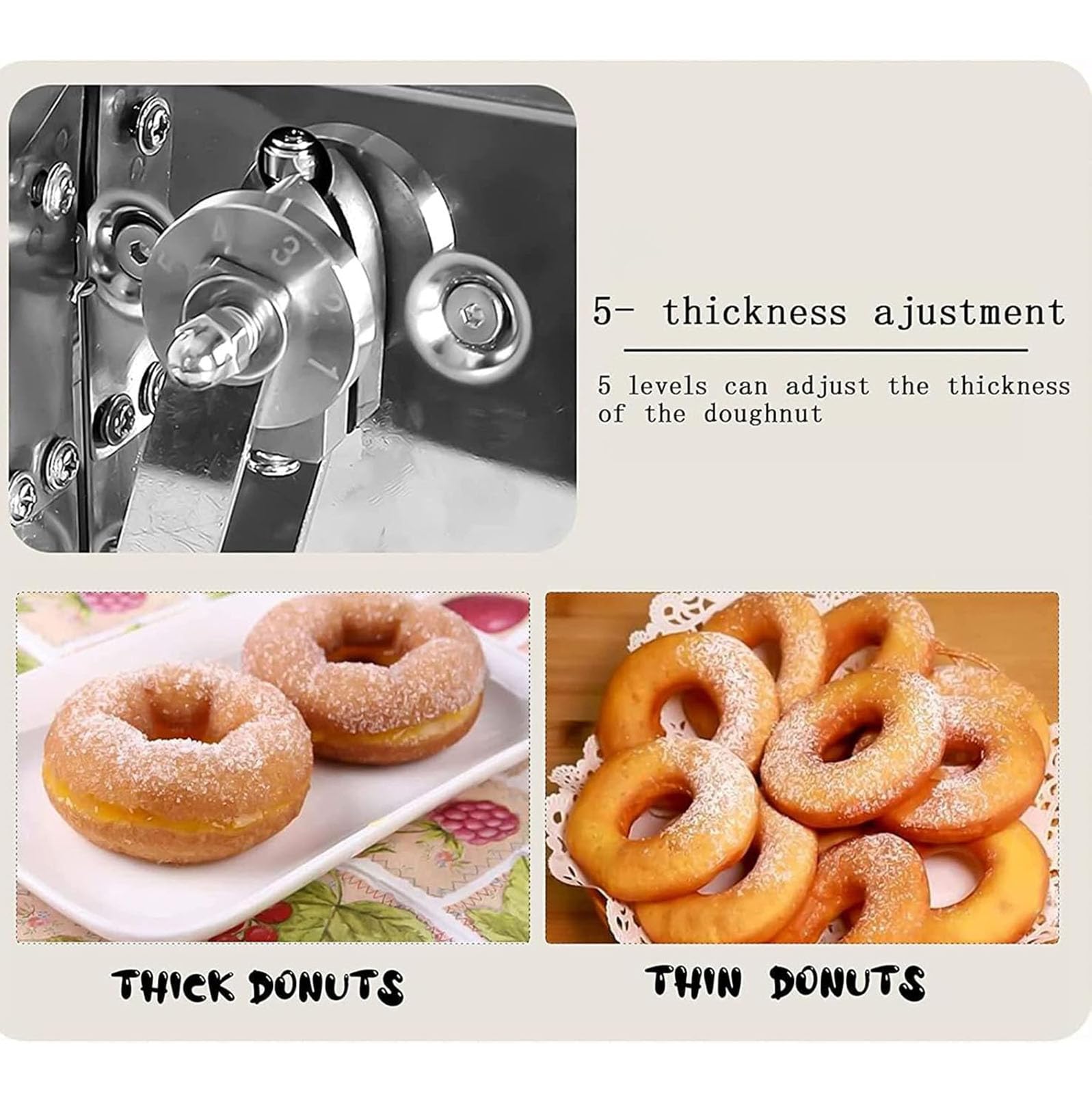 Kommerzieller Automatischer Donut Maker, Donut-Maschinenhersteller, 4 Reihen Digitale Donut-Fritteuse Mit Bedienfeld, Einstellbare Donut-Dicke Aus Edelstahl, Snack-Food-Schnellausrüstung