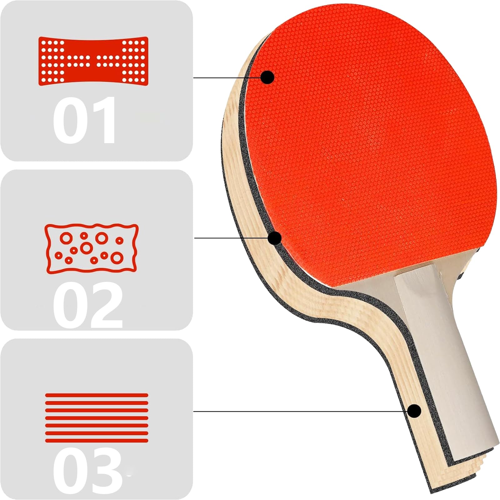 Set de Ping Pong Portátil con 2 Raquetas, 3 Bolas, Red Retráctil y Bolsa de Almacenamiento