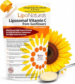 Lipo Naturals Liposomal Vitamin C 1000mg Liquid 30 Doses - Natural Formula Immunity + Energy Support - Vegan, China-Free 15oz / 443ml