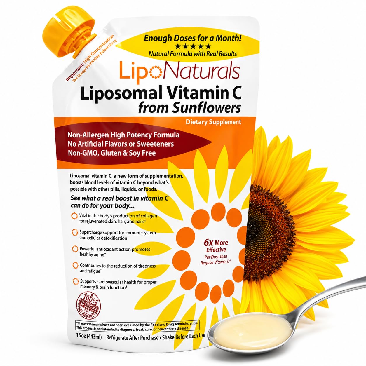 Lipo Naturals Liposomal Vitamin C, Europe+USA Sourced, No Soy 1