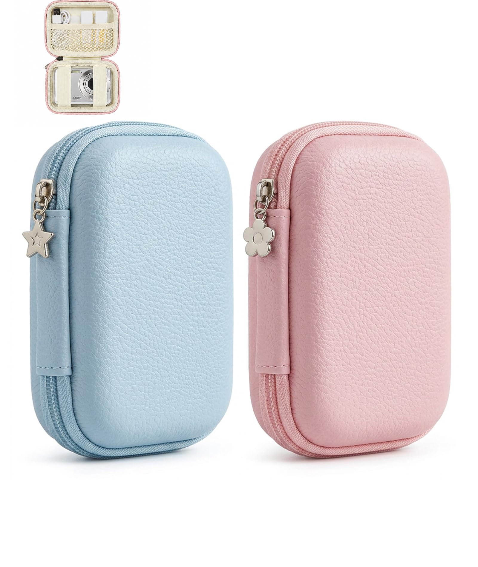 piercing 2Pcs Camera Case, Sony Cybershot Digital Camera, Pink and Blue Camera Pouch Set for Equipment Organization, Storage for Travel Photography and Daily Carry-image-8