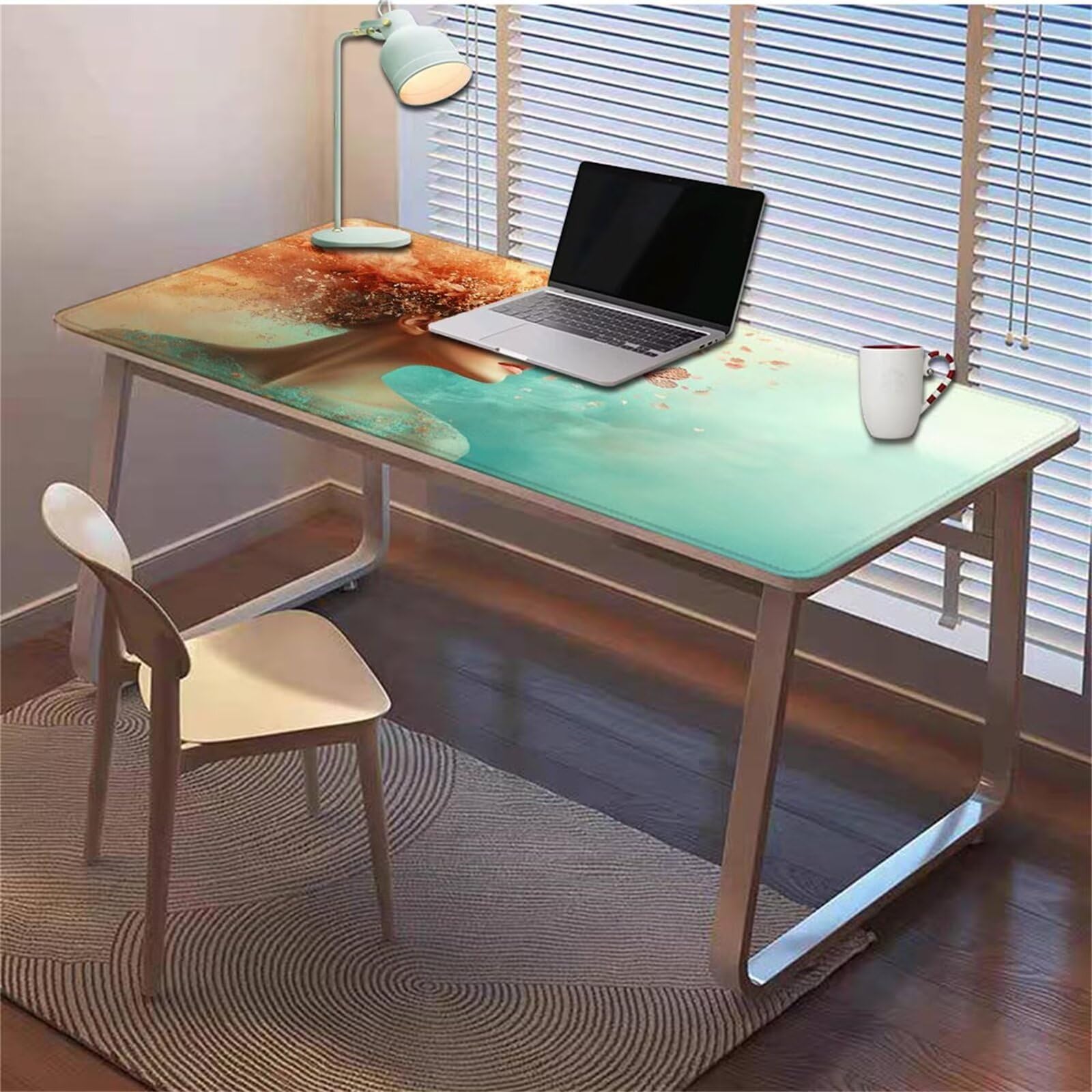 Gamingowa podkładka pod mysz 1200 x 600 x 3 mm, XXL, wodoszczelna, odporna na ścieranie, z przyszytymi krawędziami, niebieska, podkładka na biurko, poprawia prędkość i precyzję pod laptopa, komputera