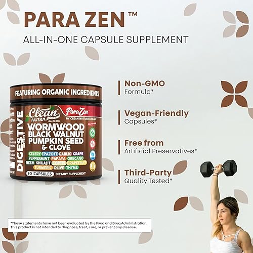 Miniatura 6 de Clean Nutra Wormwood Black Walnut Pumpkin Seed Clove Oil Celery Garlic Grape Papaya Neem Diatomaceous Earth Womens Probiotic Gut Health Cleanse