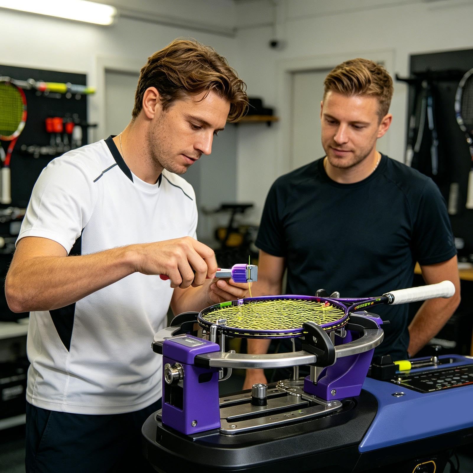 Tennis Saitenmaschine – breiter Kopf mit 3 Federn – Werkzeug zum Bespannen von Tennis | für Badmintonschläger, Paddel für Zuhause, Fitnessstudio, Anfänger und erfahrene Spieler