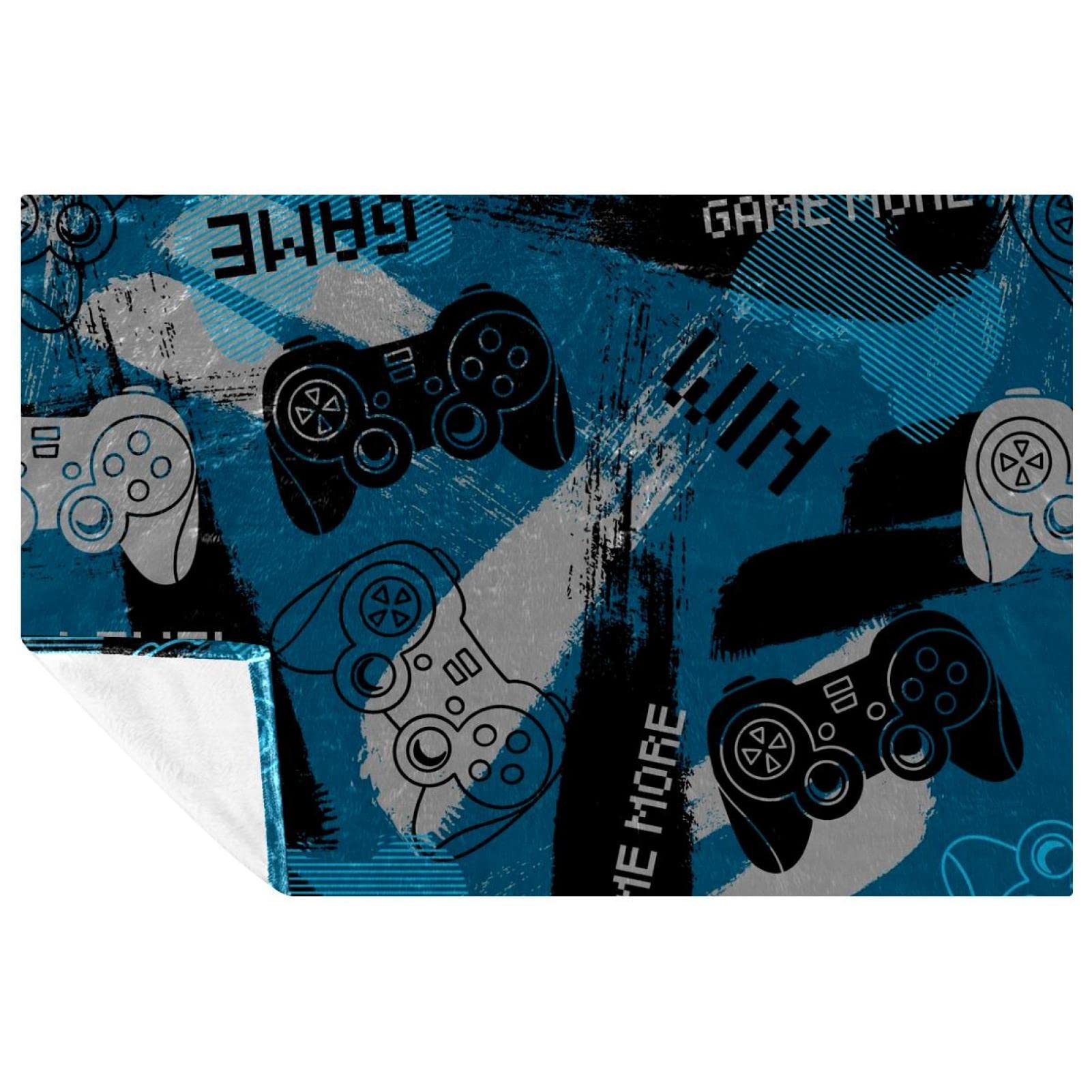 Couverture imprimée joystick de jeu bleu toucher doux et chaud premium