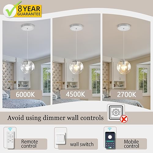 Miniatura 155 de Escalera LED de 10 luces LED moderna con globo de cristal, lámpara colgante grande para techos altos, accesorios de iluminación de entrada, villas y