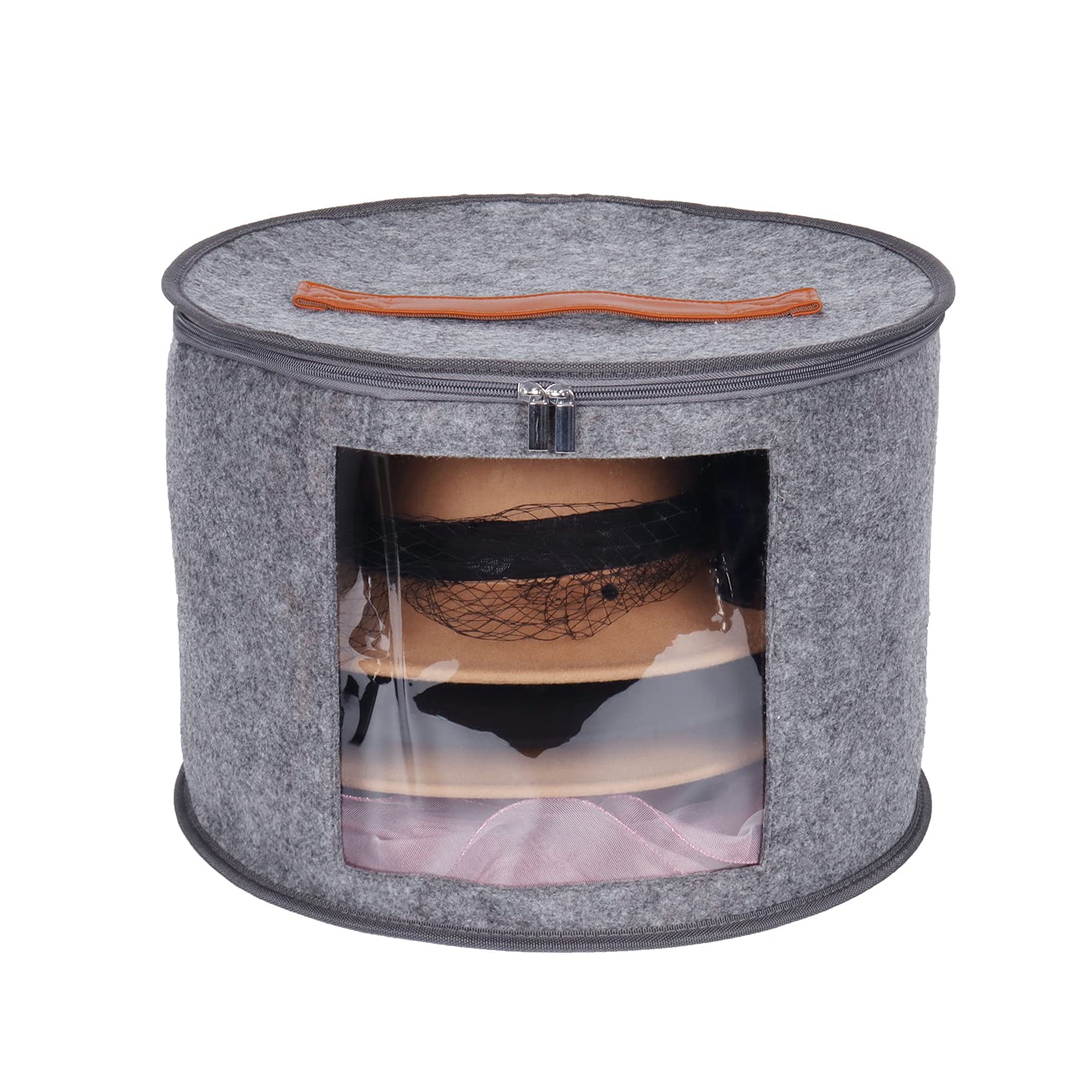 Large Hat Box Travel,Foldable Hat Boxes with Lids, Decorative Closet Organizer For Women and Men,Suitable for Various Types of Hats,15.7 x11 Inch,Gray