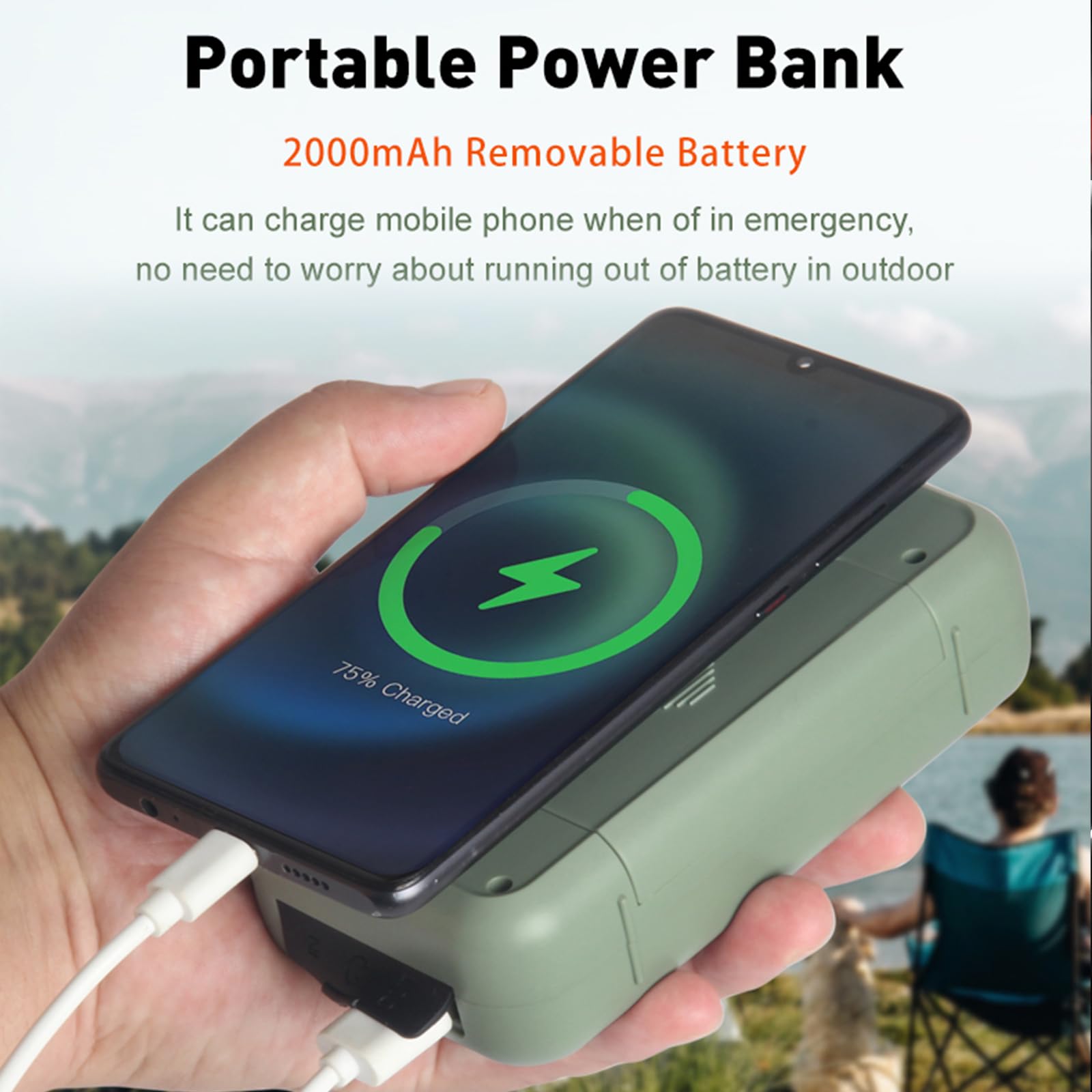 Notfall Radio, 3-Wege-Laden Emergency Radios, 2000mAh Akku Kurbelradio Solar Ladegerät Power Bank USB AM/FM-Radio mit SOS-Alarm Kopfhöreranschluss Taschenlampe