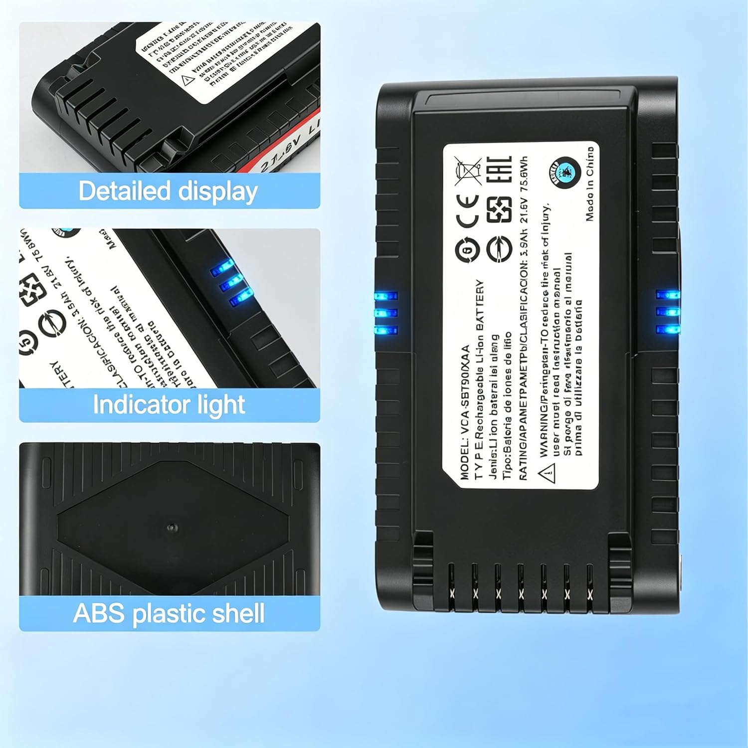 Replacement Battery VCA‑SBT90 for Samsung Jet 75, 75+, Jet 60, Jet 70, Jet 90, 90+ Series Cordless Vacuum Cleaner, 21.6V 3500mAh Replace VCA‑SBTA60 VCA‑SBTA90EB