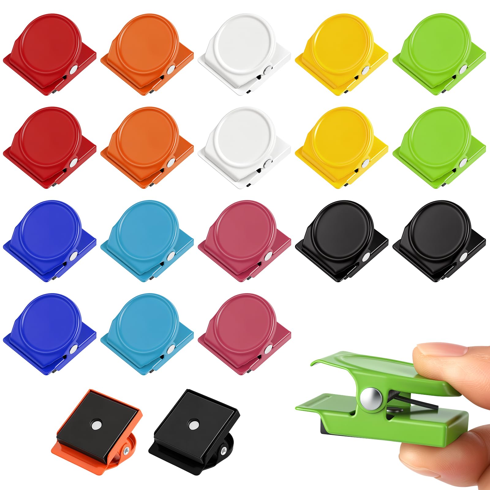 Alaoo Strong Magnetic Clips, 18Pcs Fridge Magnetic Clips, Refrigerator Magnetics Clip for Whiteboard Notice Board Refrigerator Picture Memo Note Home Office, Colorful